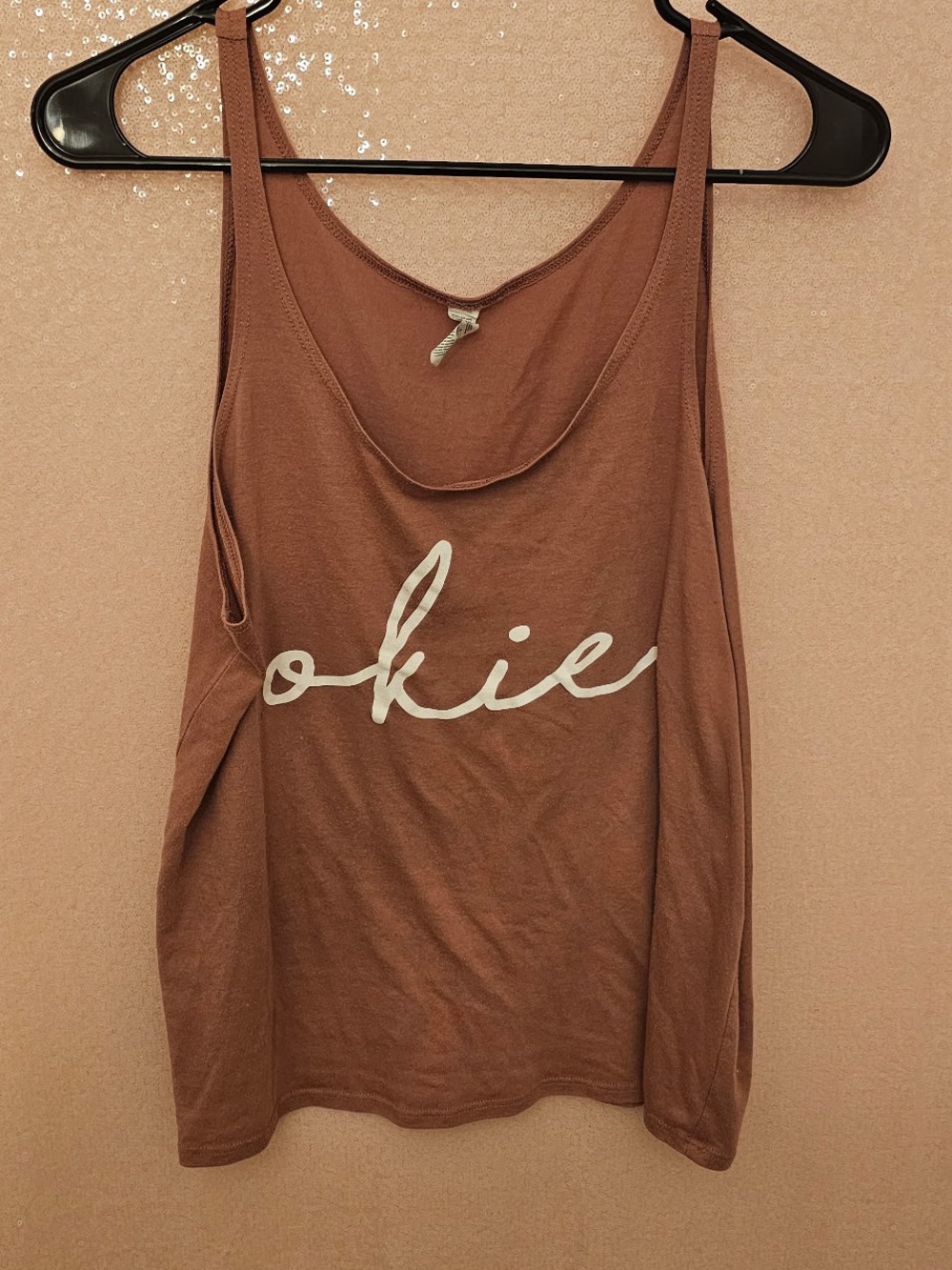 OKIE Script Logo red Tank Top